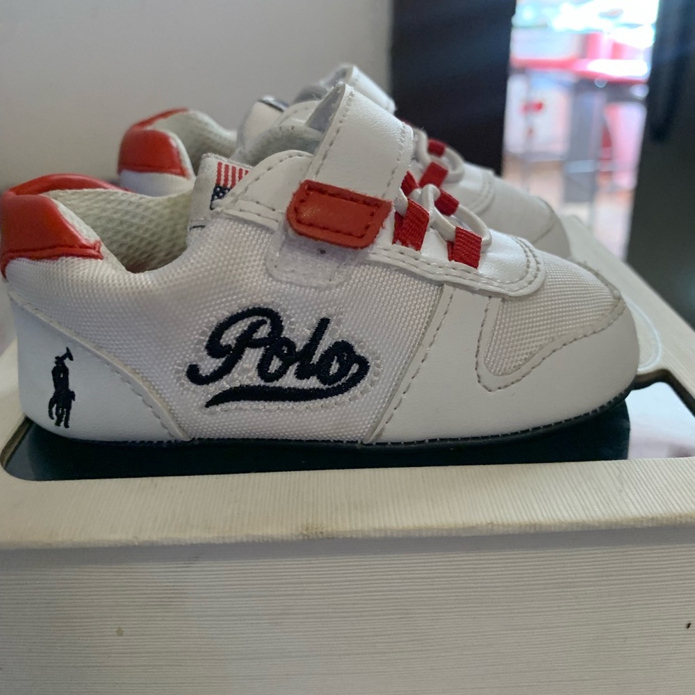 Polo by Ralph Lauren White and Red Velcro Sneakers
